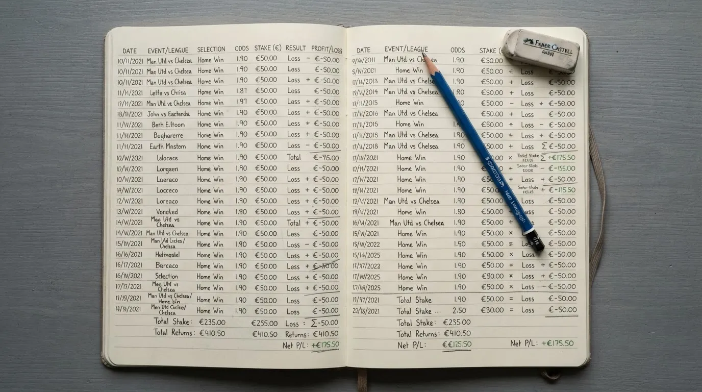 Ein Taschenrechner, ein Bleistift und ein Block mit handschriftlichen Zahlenreihen liegen auf einer grauen Arbeitsfläche.